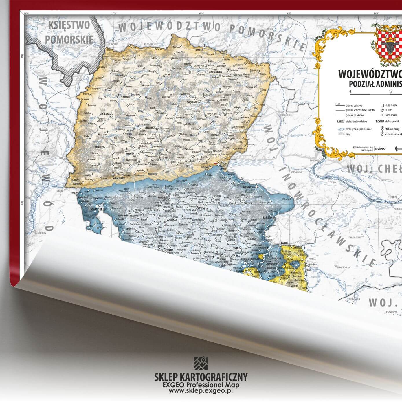 Województwo kaliskie w połowie XVI w. | Mapa historyczna administracyjna
