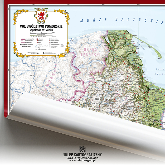 Województwo pomorskie w poł. XVI w. | Mapa historyczna