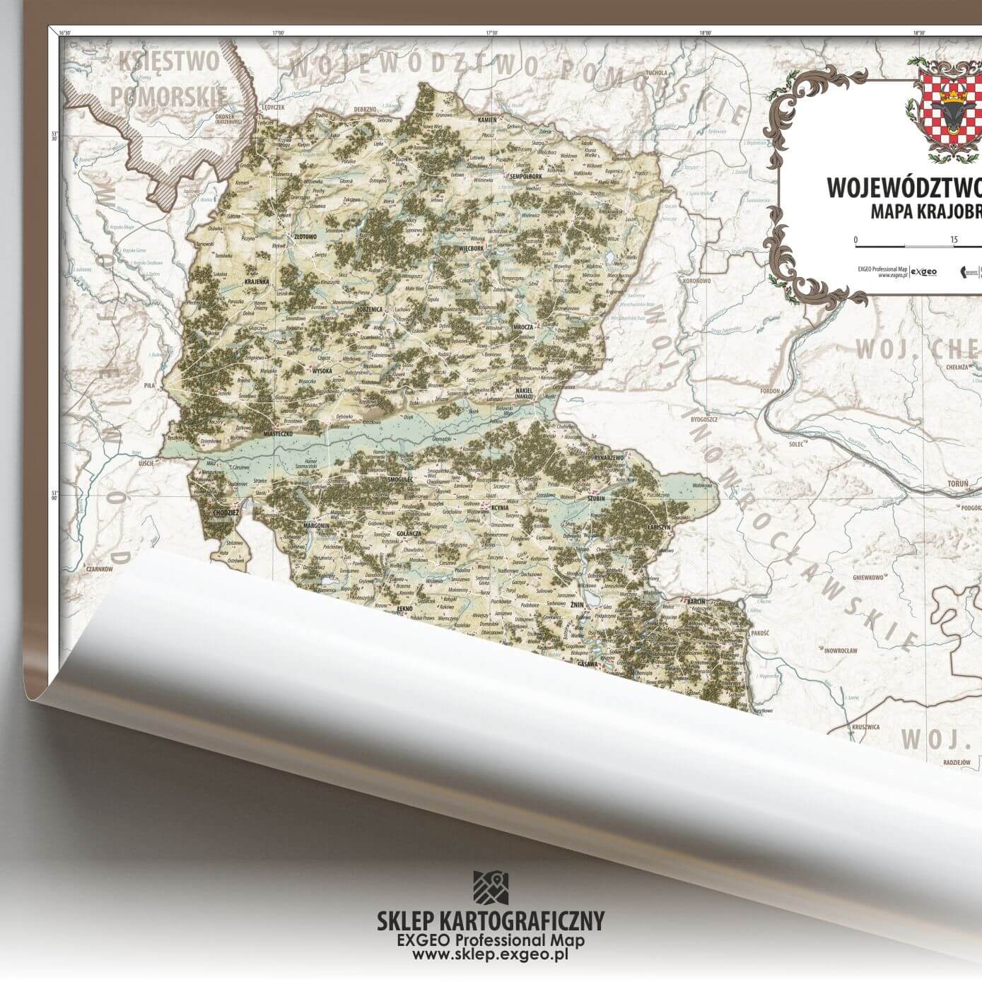 Województwo kaliskie w połowie XVI w. | Mapa historyczna krajobrazowa