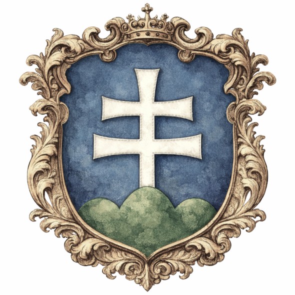 Herb Księstwa Siewierskiego przedstawiający czarnego jednogłowego orła ze srebrną literą S na piersi